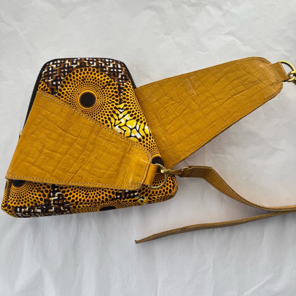 House Of Takura Alpha Belt / Crossbody Bag Handcrafted African Print Yellow View 6